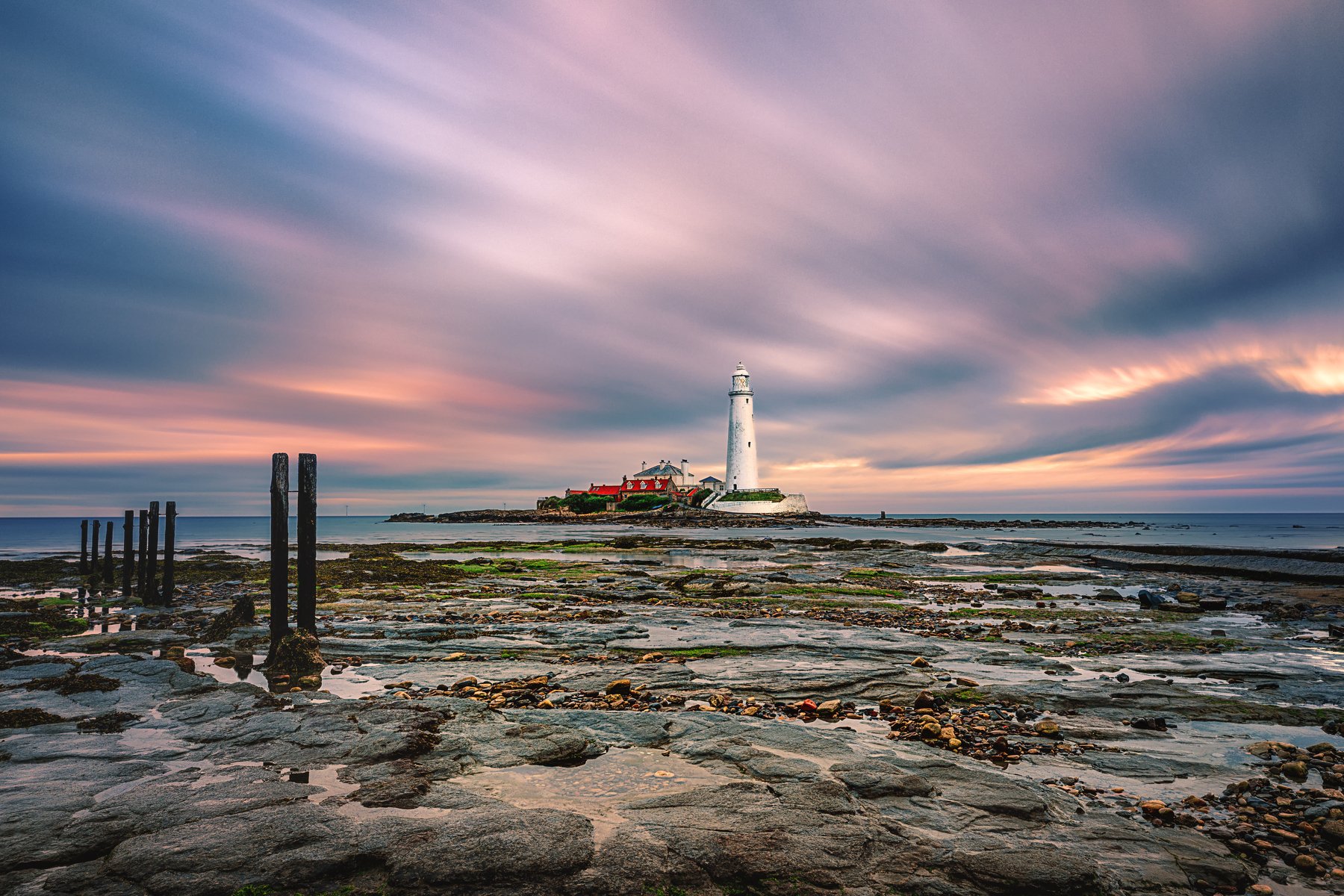 Lighthouse, Low tide, sunset, North sea, Ольга Тарасюк