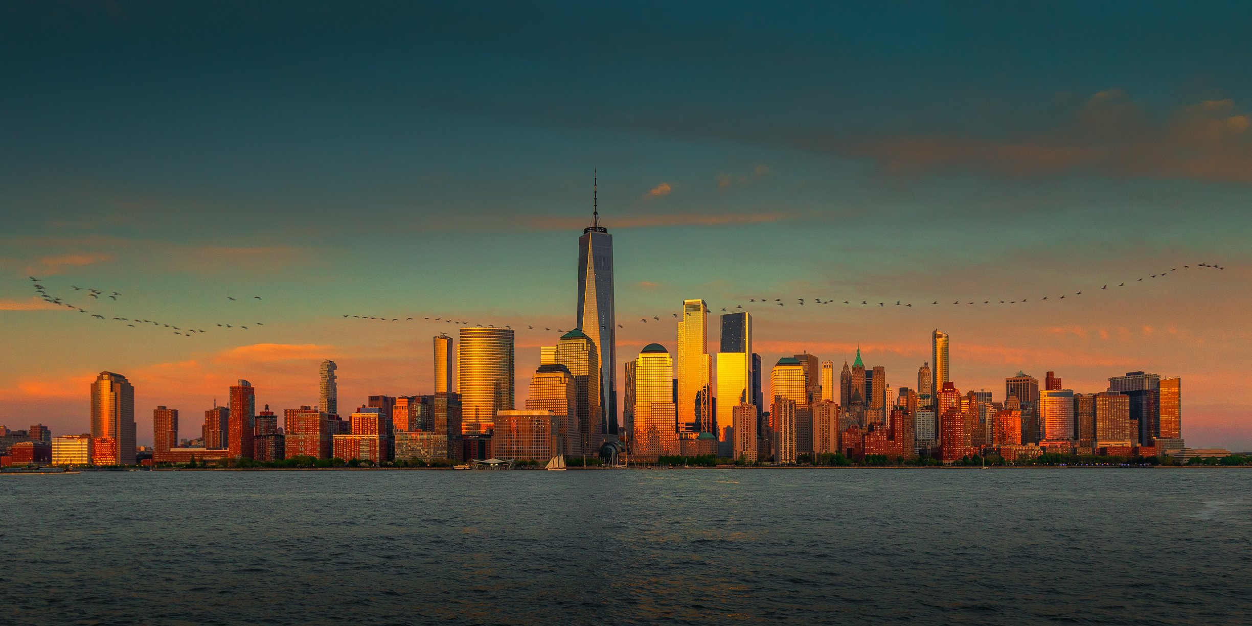landscape, sunset,newyork,birds, Marek Biegalski