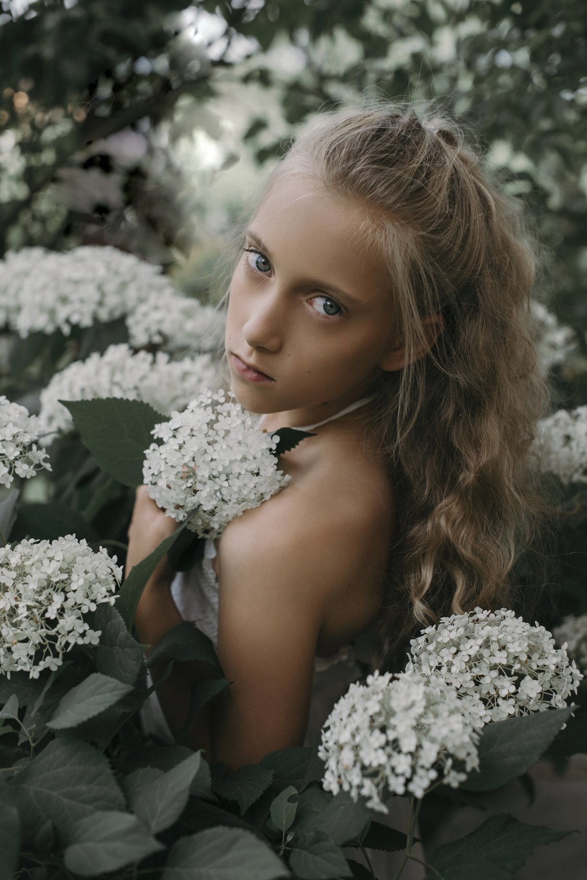 girl, garden, flowers, portrait, Anna Ścigaj