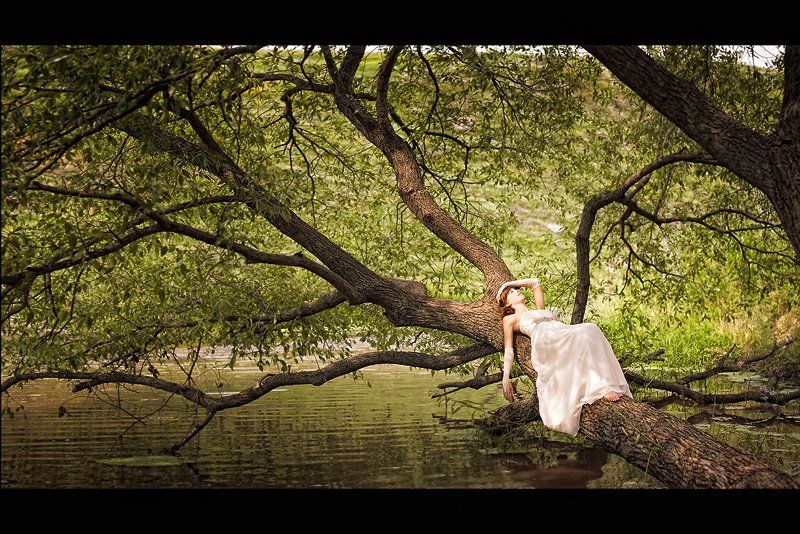 невеста, девушка, дерево, вода, Сергей Белых