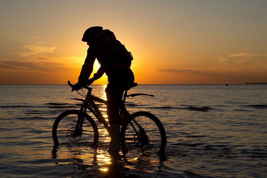 велосипед, финский залив, санкт-петербруг, путешественник, закат, strelban
