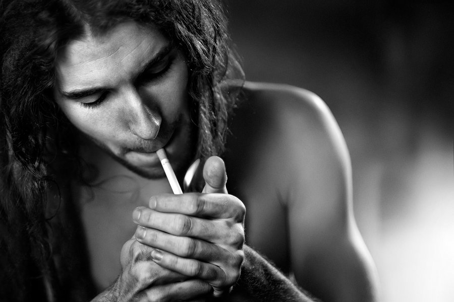 man, cigarette, smoking, dreadlocks, Ludek Ciganek