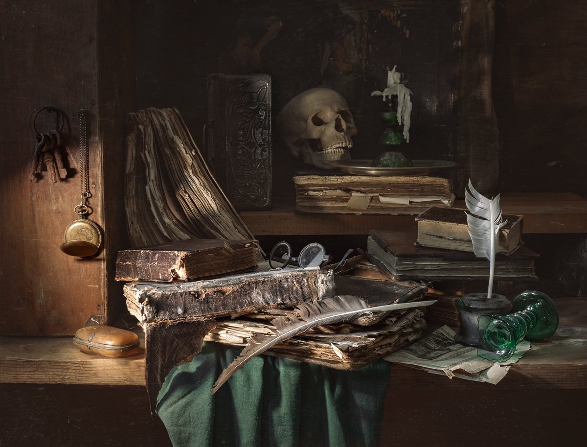 still life, stilleven, натюрморт, книги, старые книги, vanitas, evgeny kornienko, евгений корниенко, Евгений Корниенко