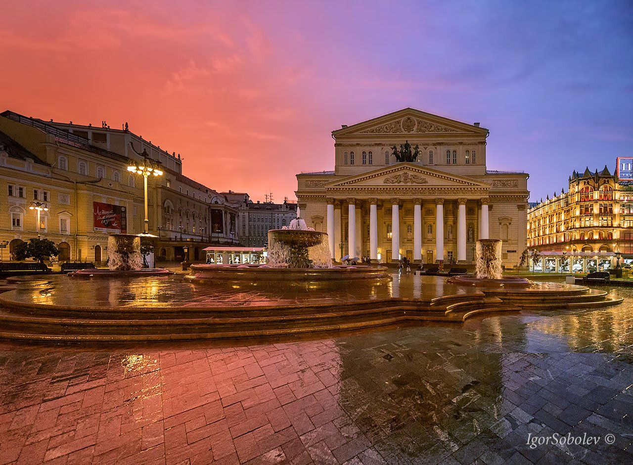 большой театр, москва, закат, bolshoi theater, moscow, sunset, Соболев Игорь