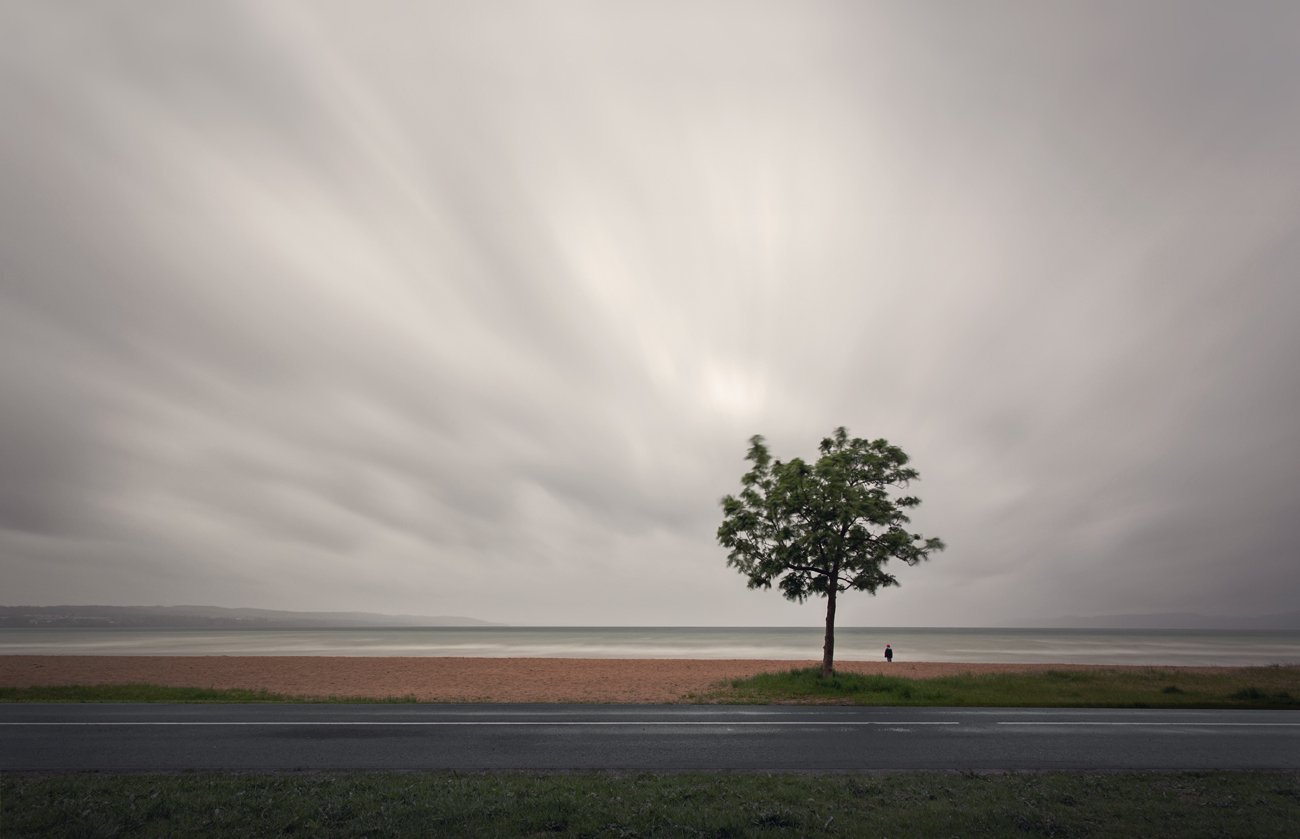 пейзаж, небо, выдержка, вода, минимализм, дерево, Роман Кухтенков