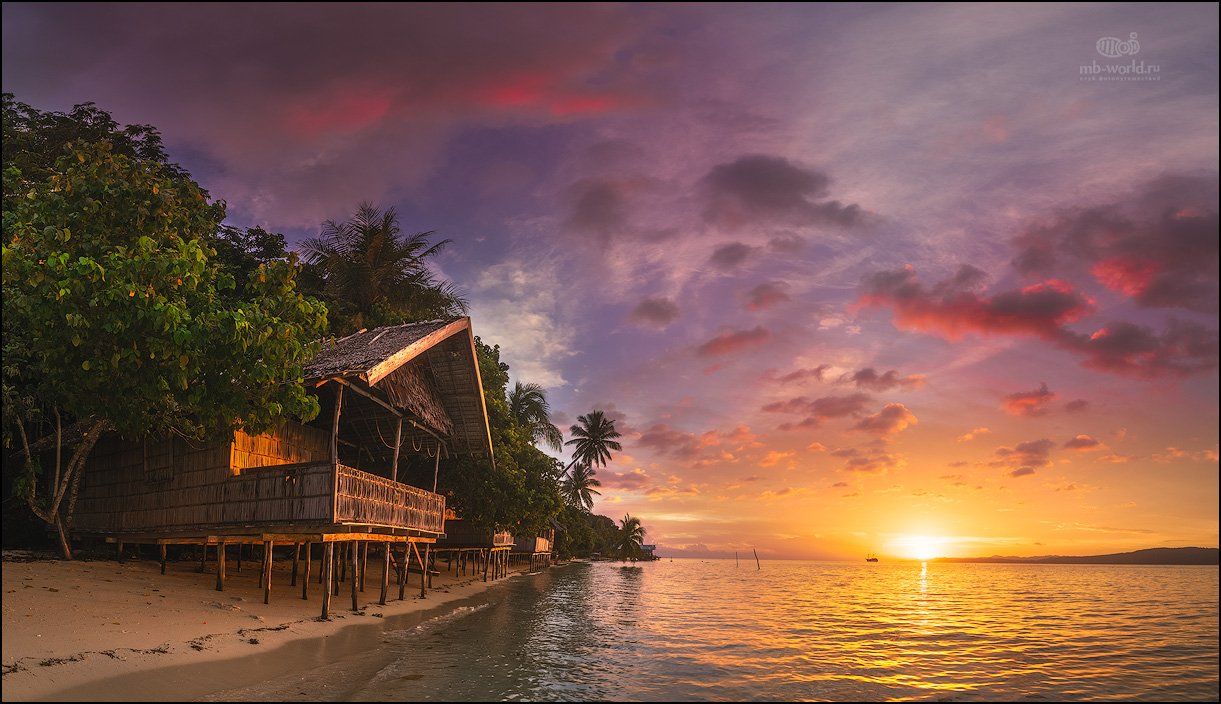 Индонезия, Папуа, закат, пляж, острова, Mikhail vorobyev