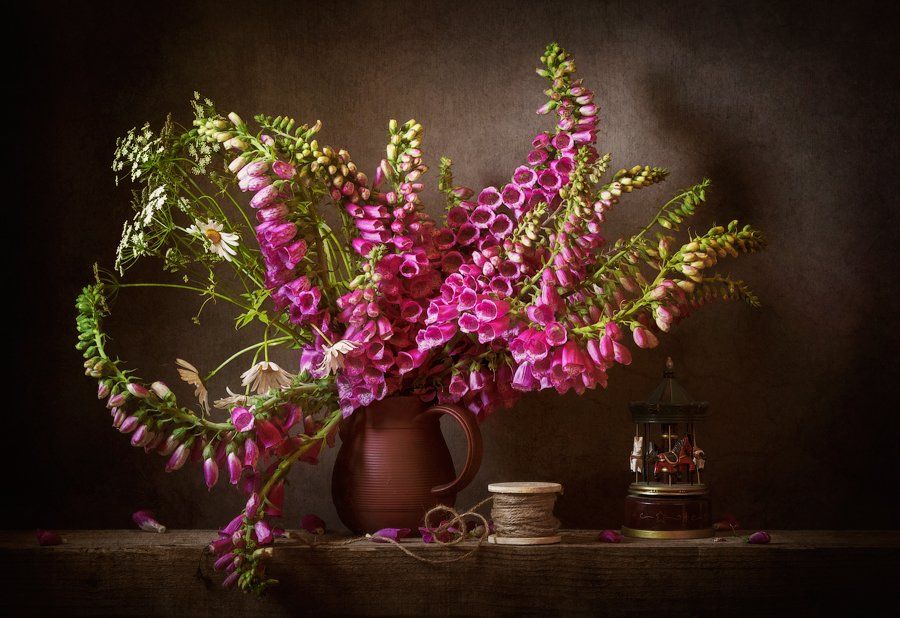still-life flowers bouquet foxglove, натюрморт, цветы, букет, Anyuta Gillespie