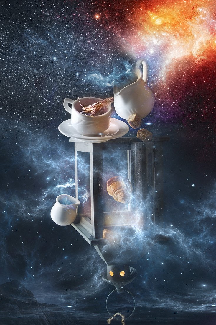 космос, круассан, чай, волны, вселенная, Давид Федулов