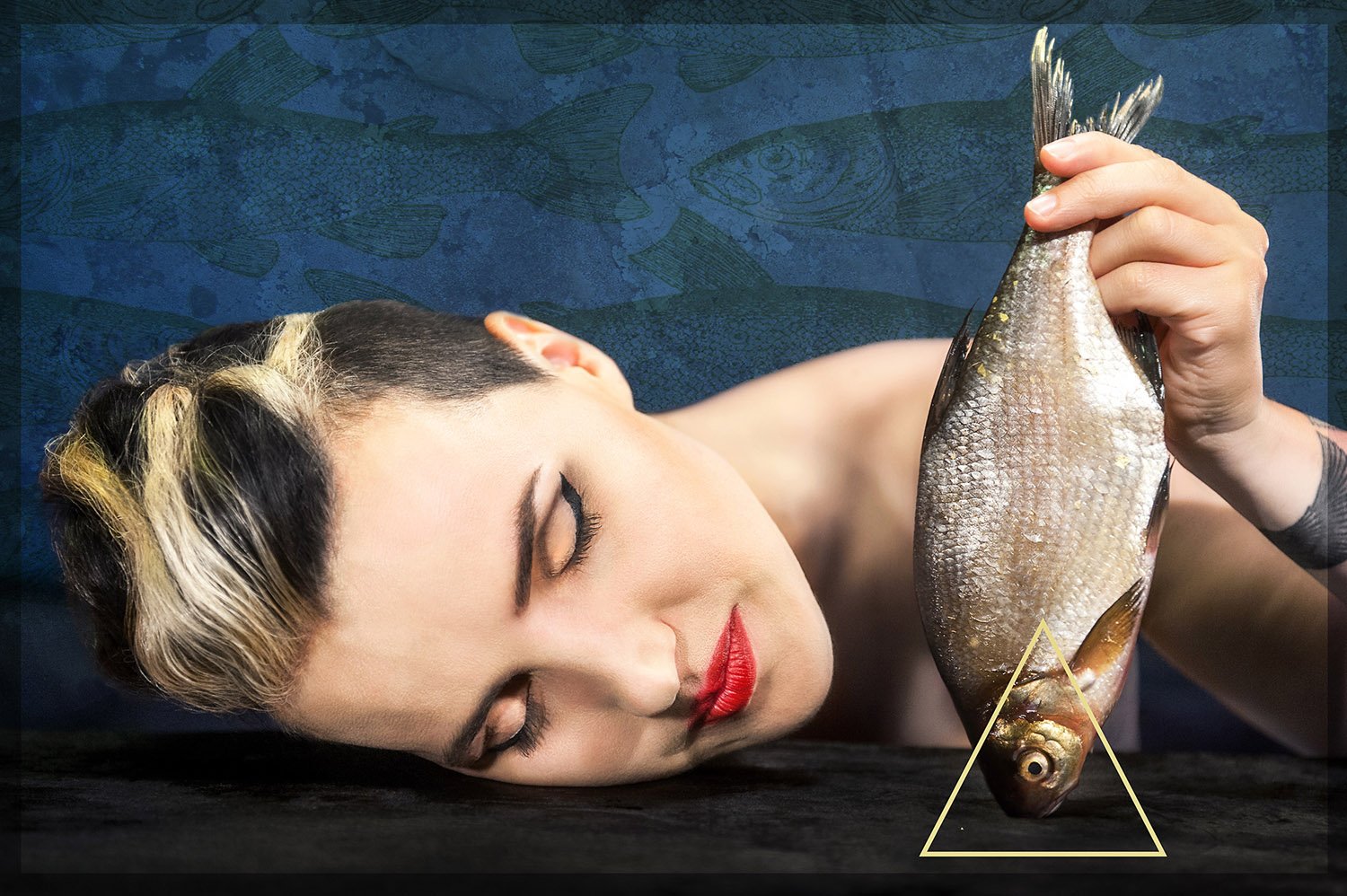 portrait, editorial, fantasy, woman, surrealism, fish, symbolism, Tomas