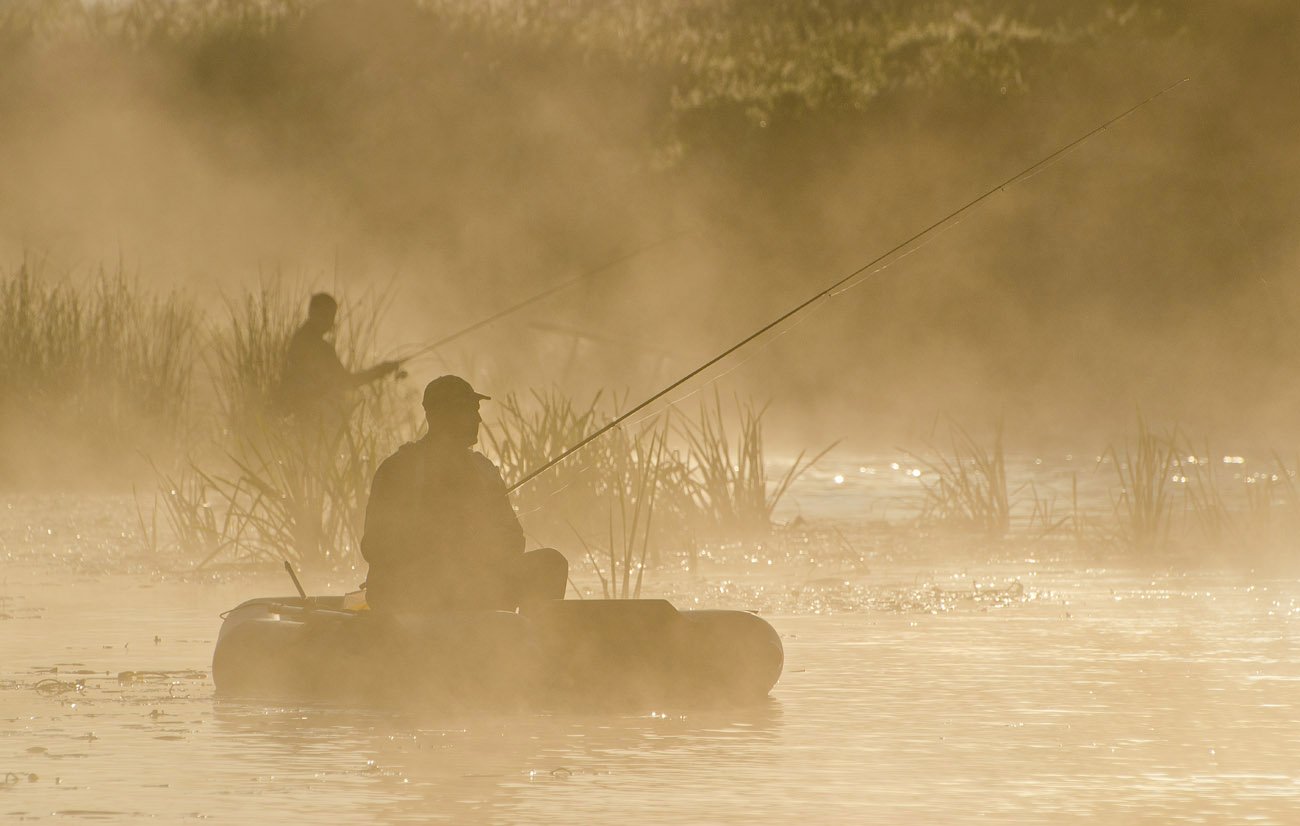 утро, туман, рыбалка, рыбаки, река, упа, якшино, Михаил Агеев