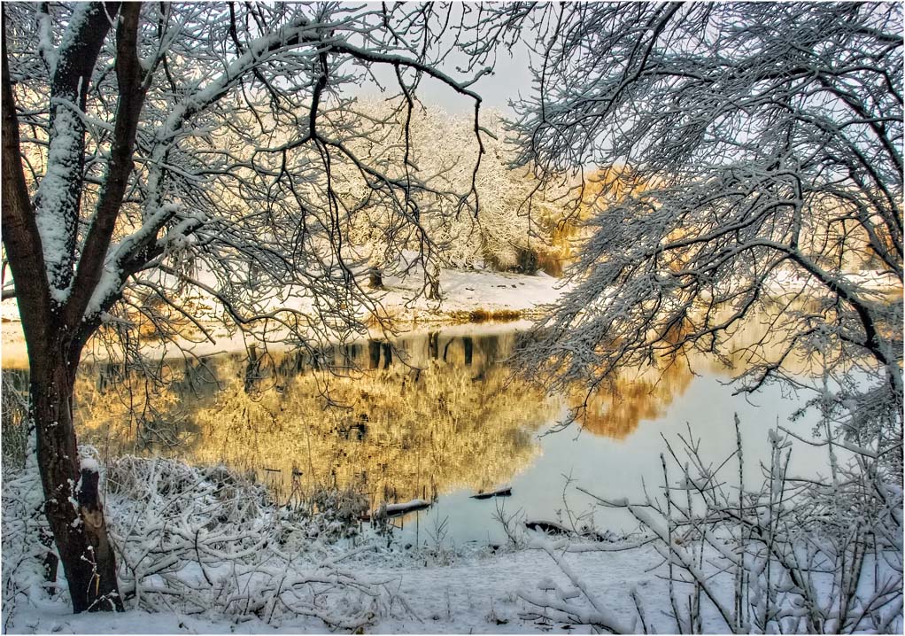 природа, зима, осень, снег, деревья, Александр Батурский