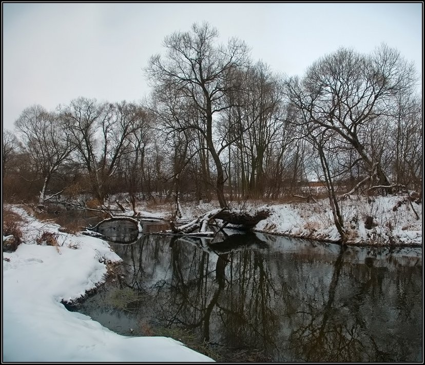 зима, река, отражение, Алёна