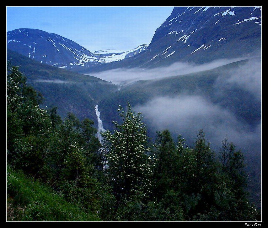 норвегия водопад горы туман, Liz