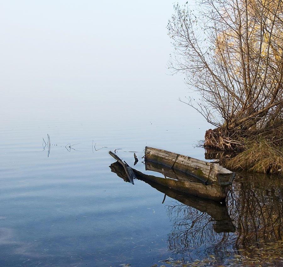 лодка озеро туман, Руденко Олег