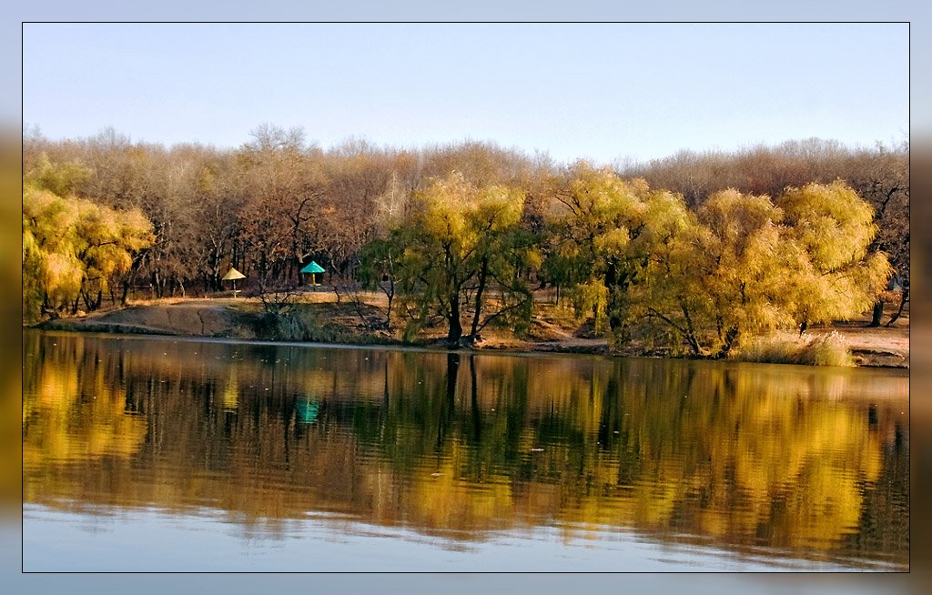 природа, пейзаж, осень, вода, снег, деревья, Александр Батурский