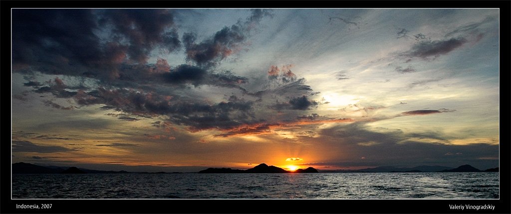 океан острова закат солнце вечер горы, Виноградский Валерий