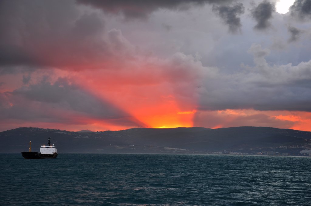 sky, sunset, ship, Caras Ionut