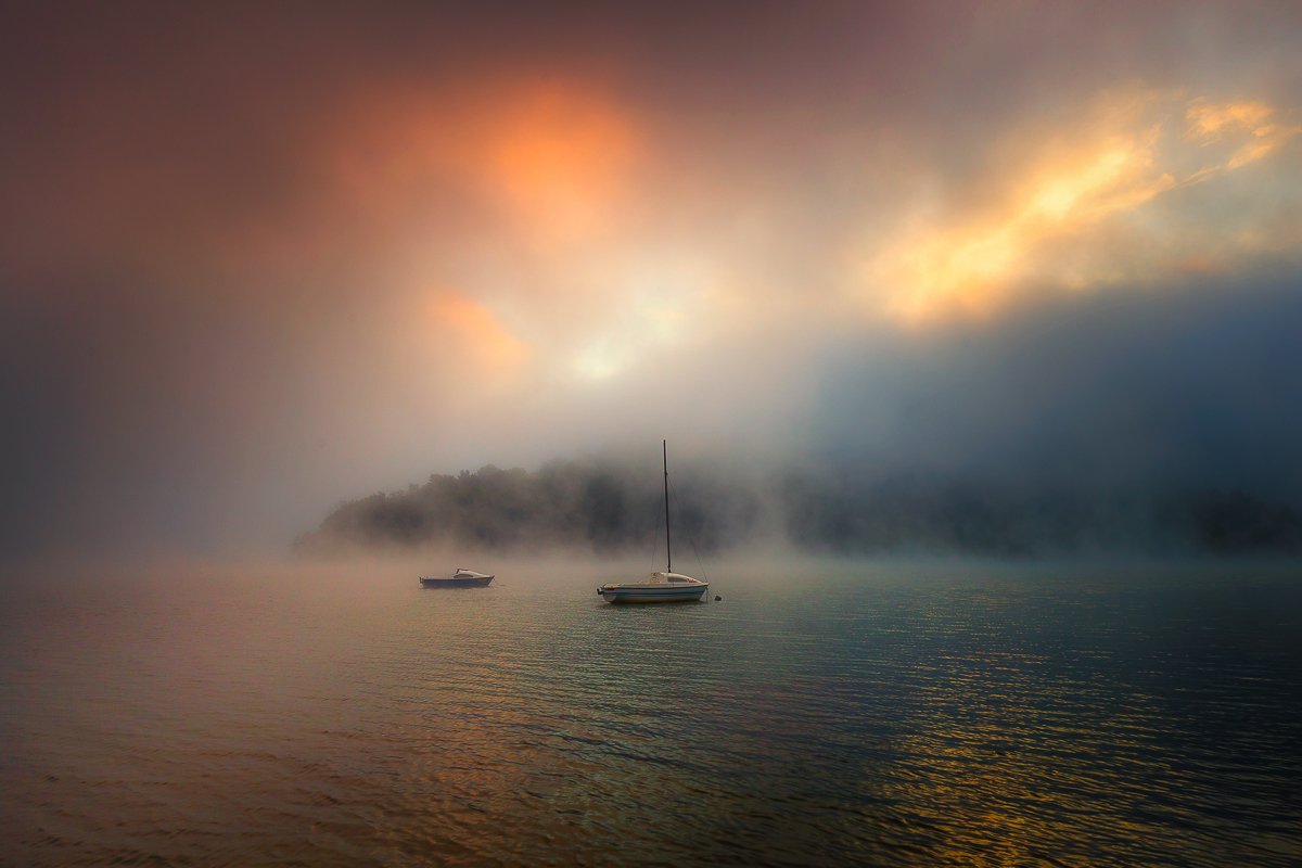 sunrise,boat,poland, Marek Biegalski