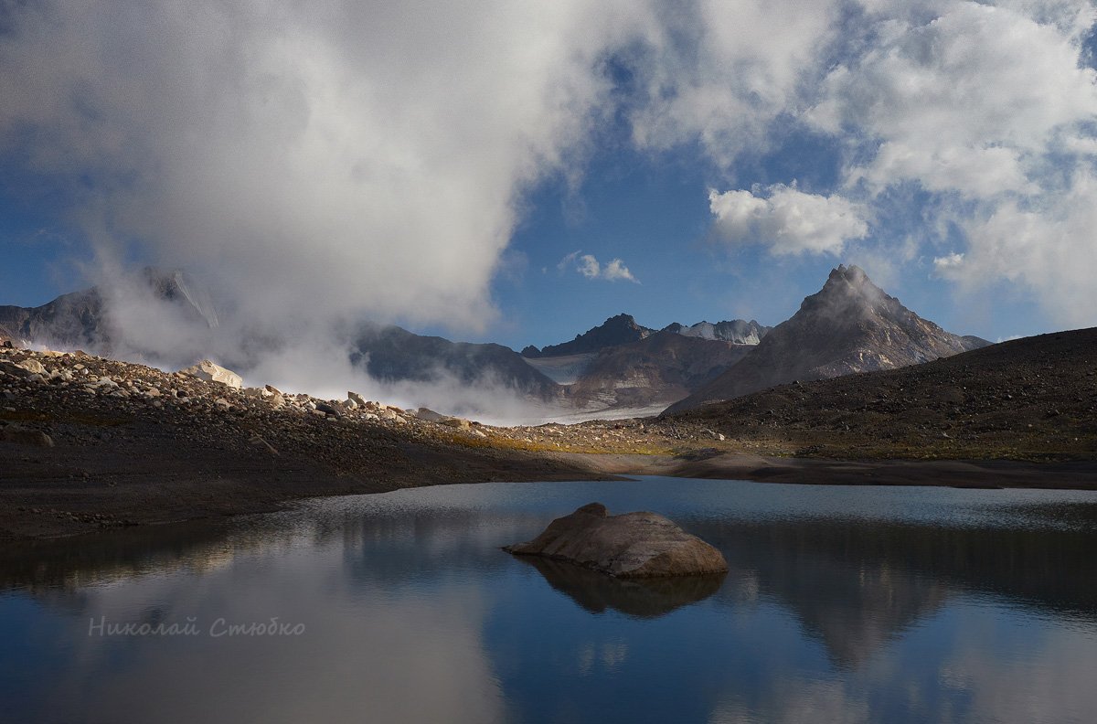 кавказ горы озеро облака, Николай Стюбко