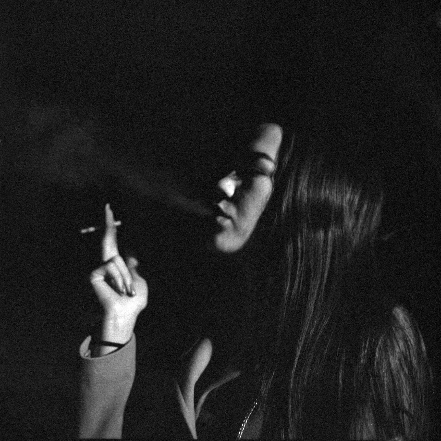 portrait, lady, black, &, white, b&w, smoking, night, high, contrast, Evgeny Ivanov