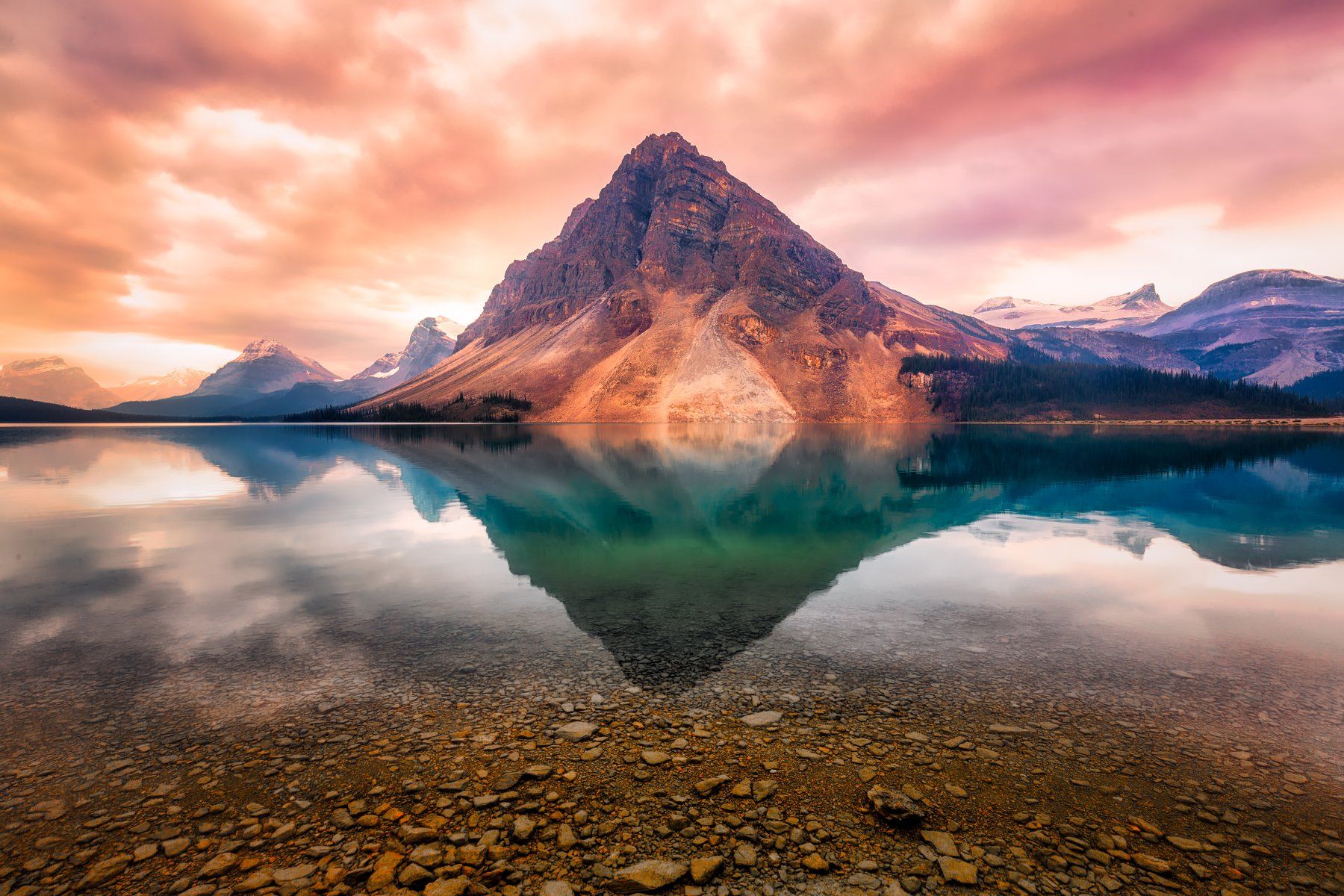 mountain, sunrise, water, lake, design, sunrise,, Brian Adamson