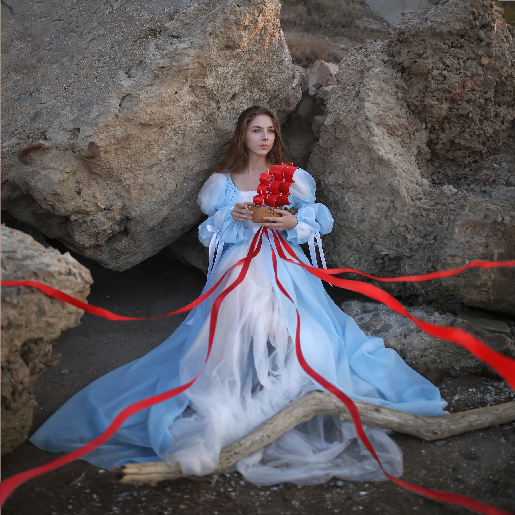 Ассоль, алые паруса, красные ленты, девушка в голубом платье, Ирина Голубятникова