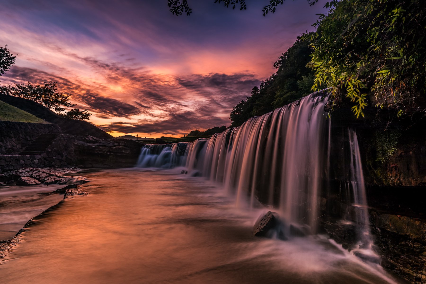 landscape, nature, waterfall, sunrise, colors, long-exposure, Hasan Jakaria