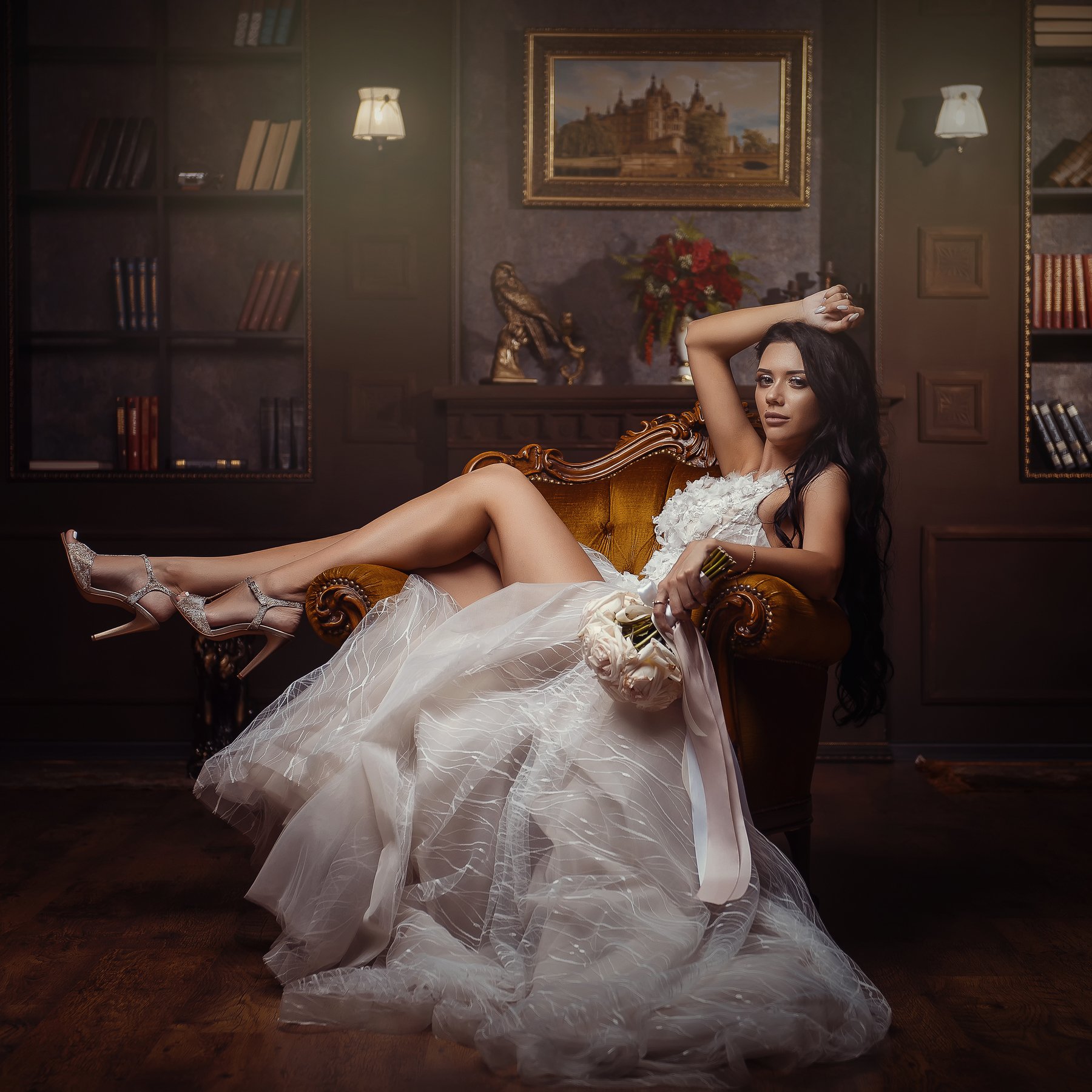 портрет красиваядевушка невеста студия ноги красивая, Чихняев Максим