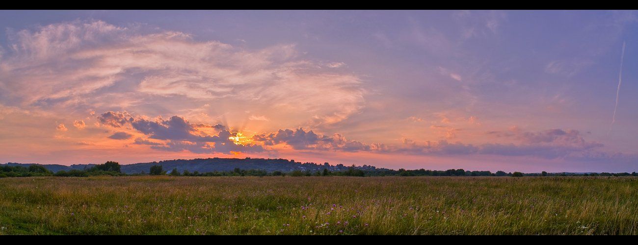 закат, панорама, пейзаж, поле, Юрий Вертиков