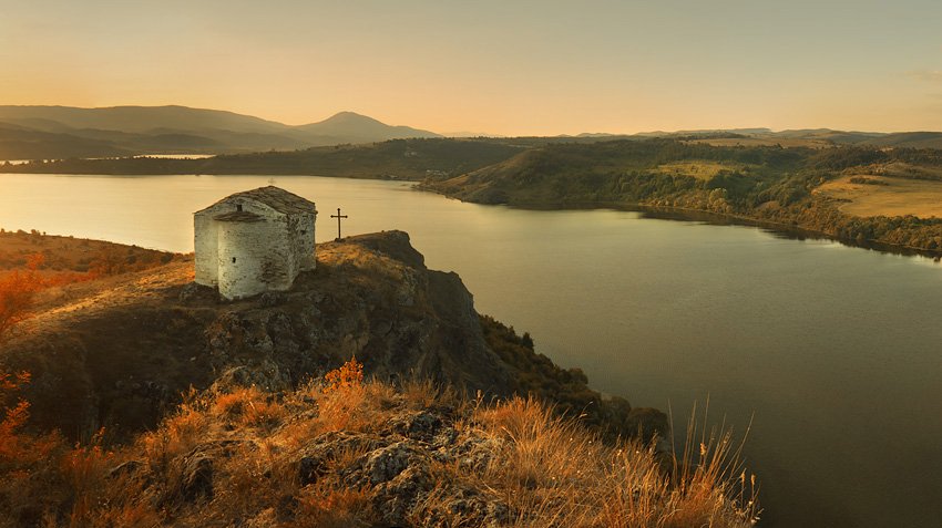 chapel, krusev, landscape, sunscape, dam,, Petar Krusev