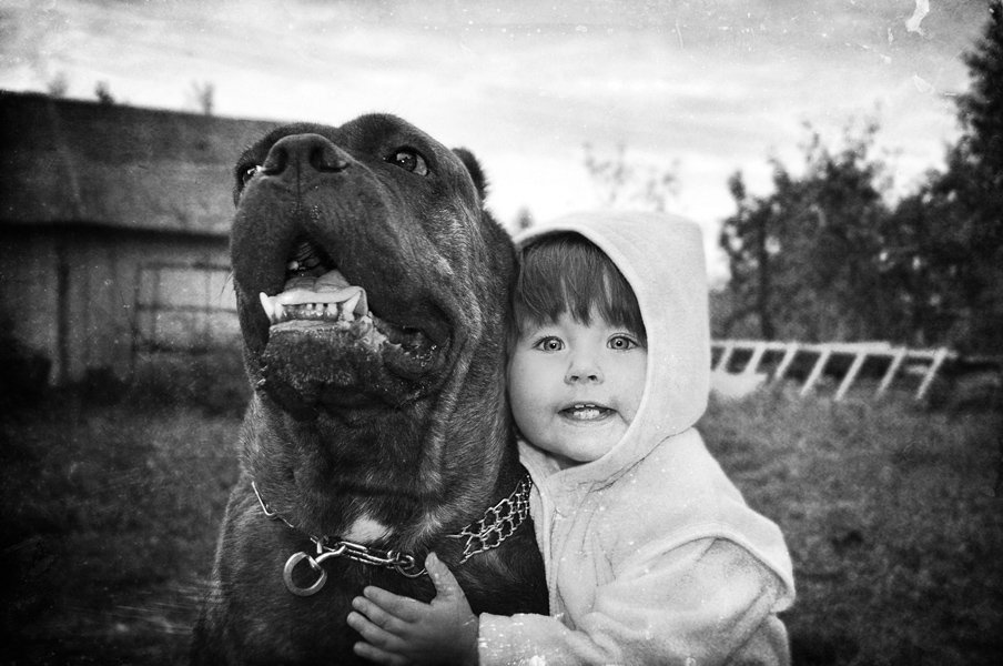 портрет, ребенок, собака, фотография, чб, annaprimki.ru, Анна Применко