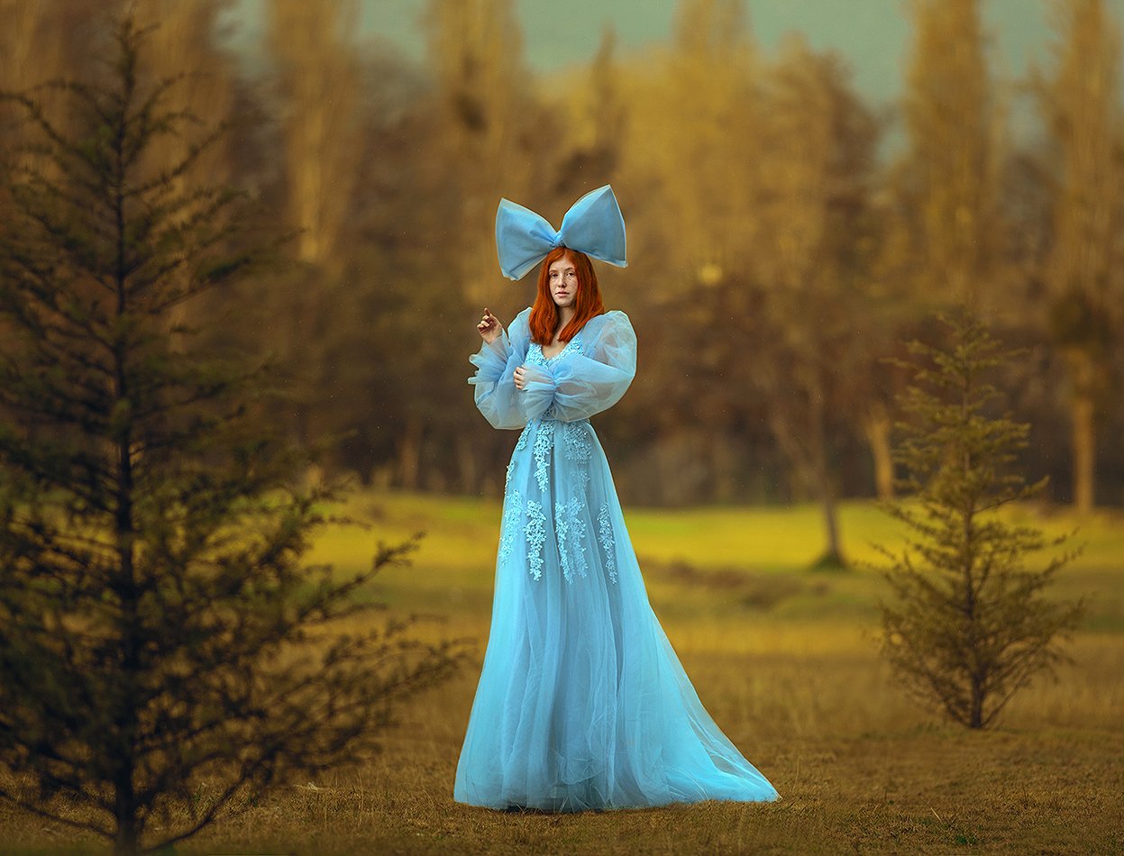 портрет, рыжие волосы, платье, Amina Donskaya
