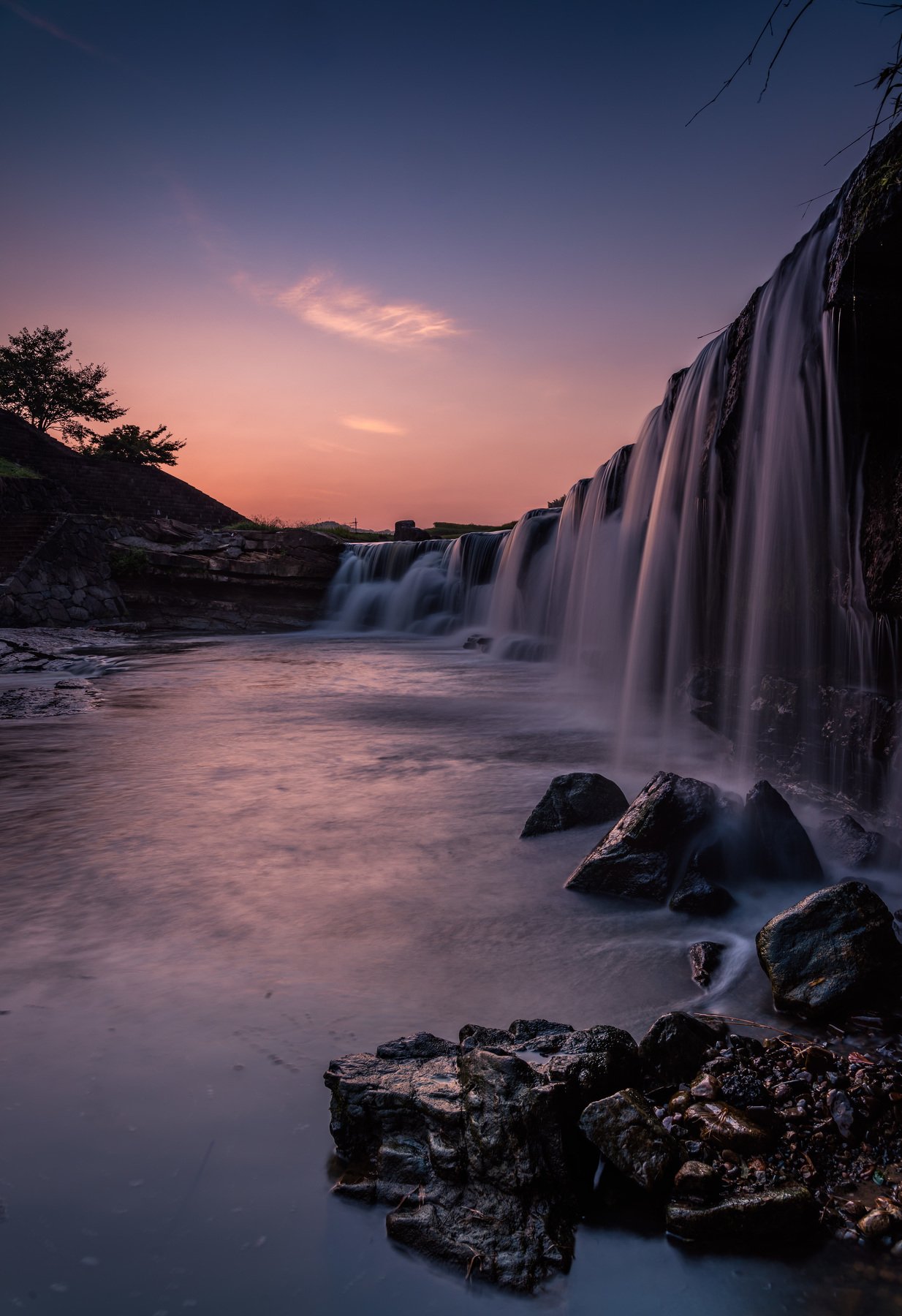 landscape daybreak waterfall sunrise rocks nature , Hasan Jakaria
