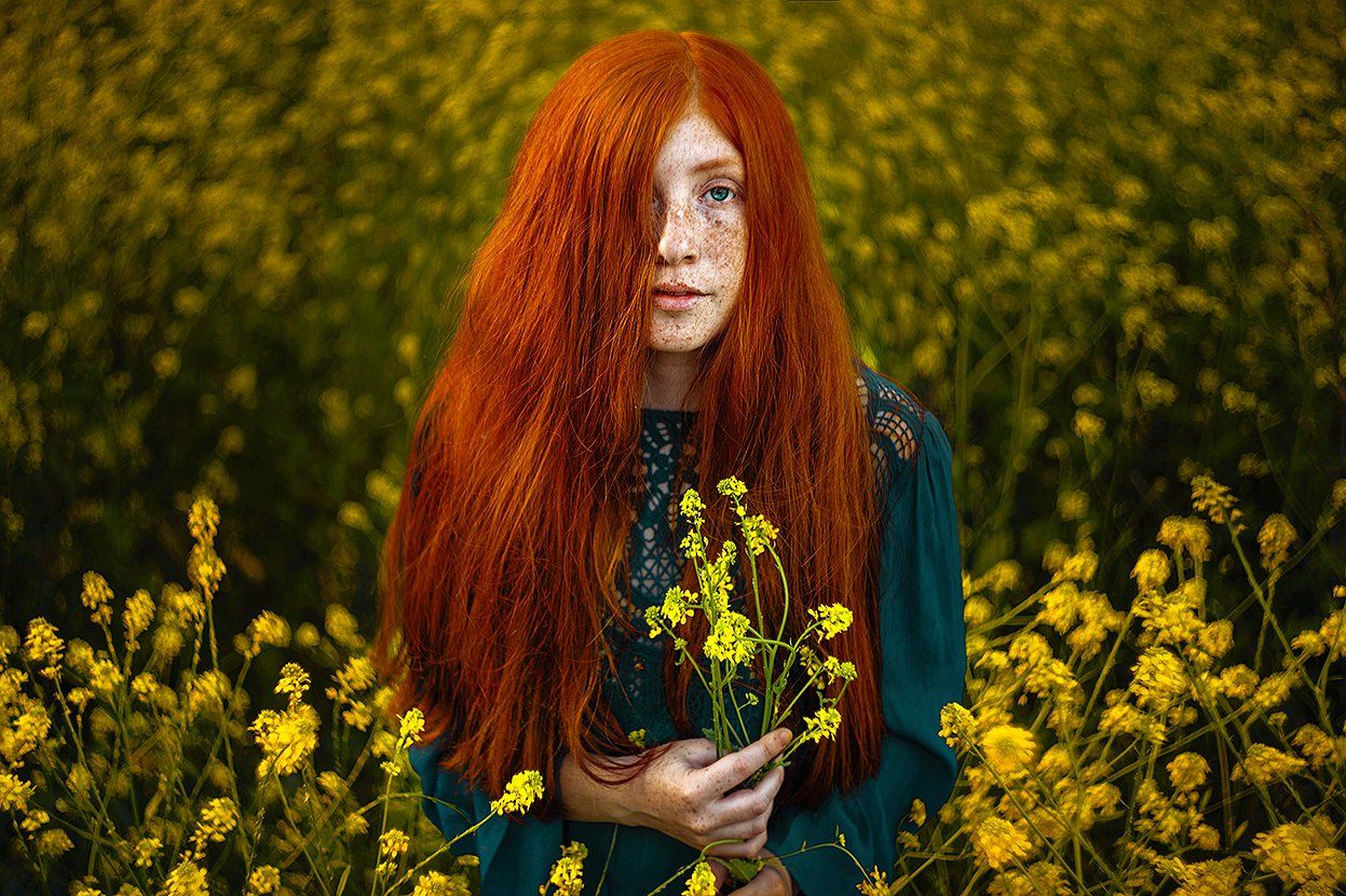 портрет, portrait, red hair, dress, платье, рыжие волосы, freckles, веснушки, Amina Donskaya