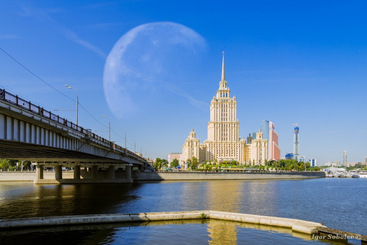 луна, гостиница Украина, Москва, moon, hotel Ukraine, Moscow, Соболев Игорь