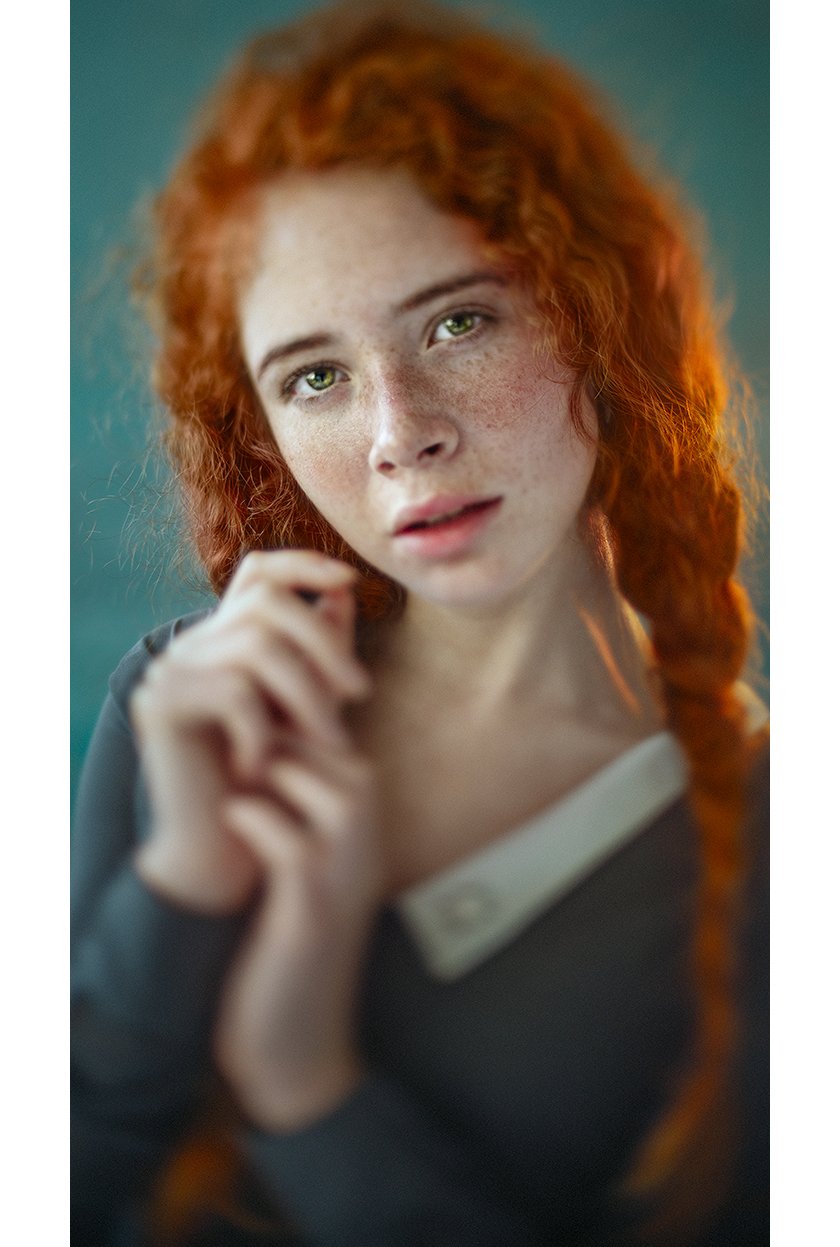 портрет, portrait, red hair, dress, платье, рыжие волосы, freckles, веснушки, Amina Donskaya