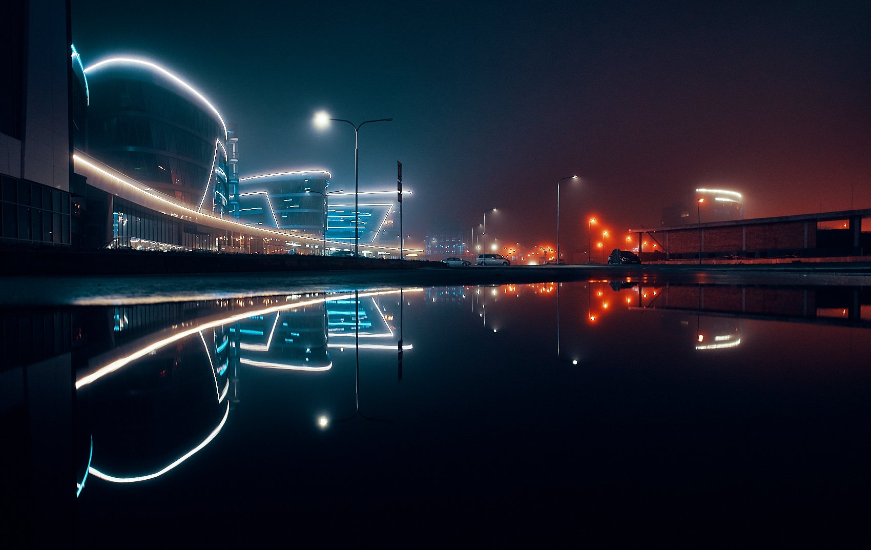 city, night, reflection, urban, minsk, Александр Фанковин