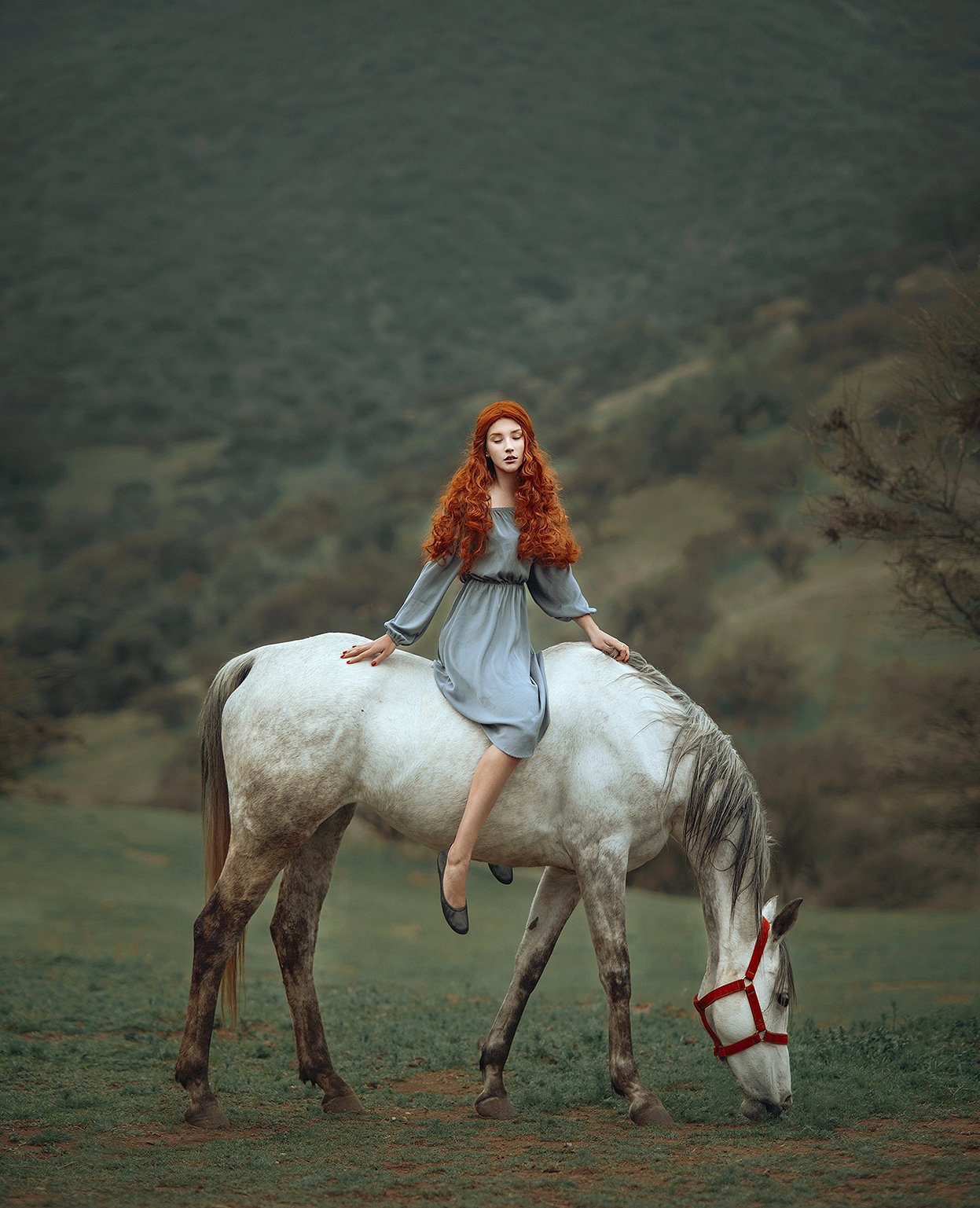 лошадь, рыжие волосы, девушка, Amina Donskaya
