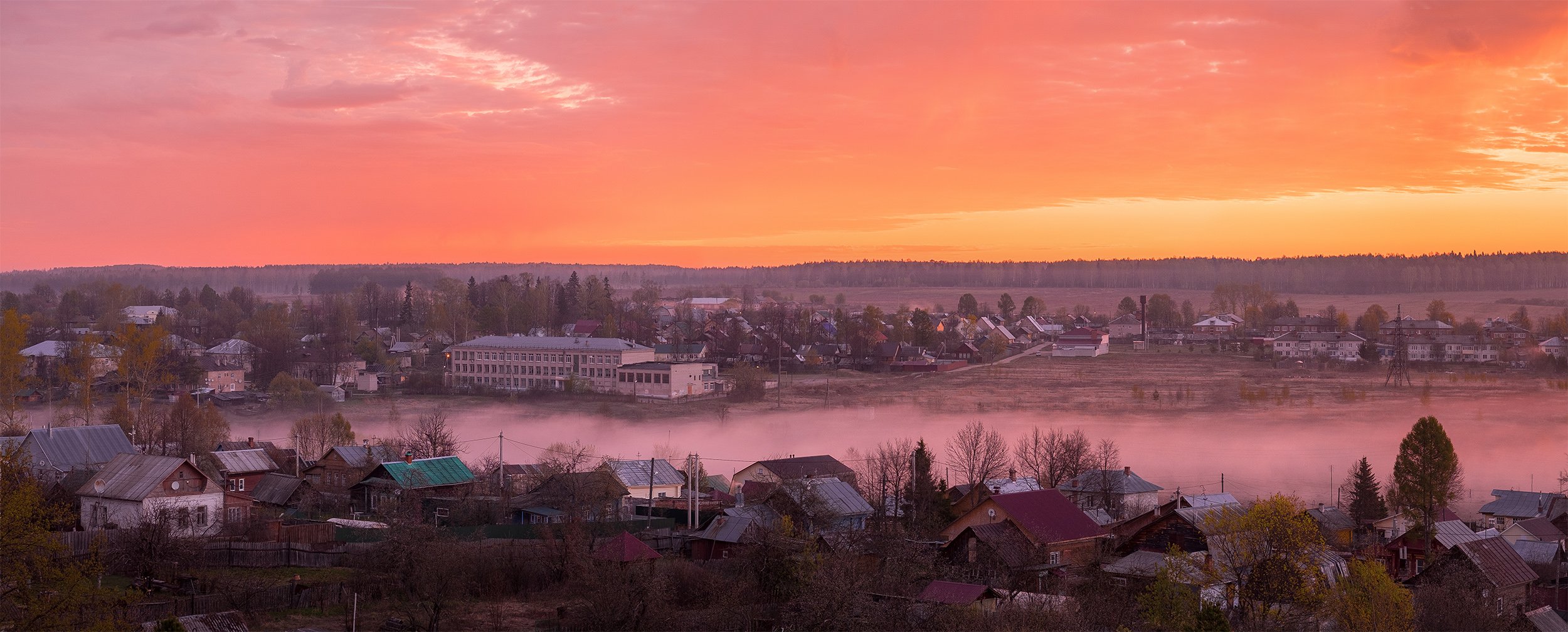 поселок, Лежнево, Россия, Иваново, рассвет, Воробьёв Евгений