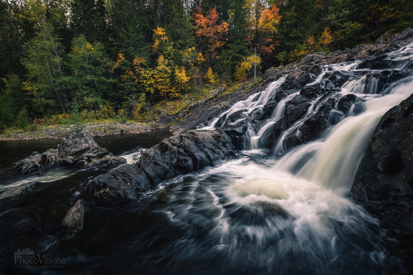 landscape, waterfall, autumn, norway, forest, river, boreal,, Adrian Szatewicz