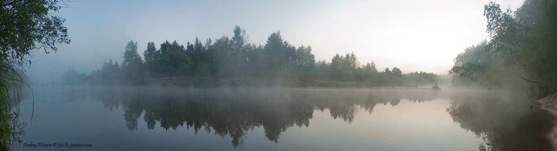 лето, рассвет, река, туман, лес, Андрей Алексеев