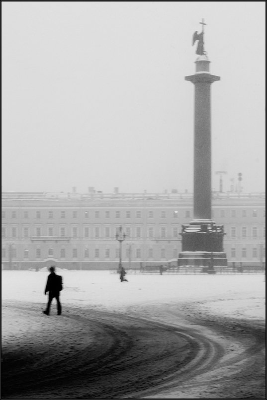 петербург, центр, дворцовая, зима, чб, Kirill Shapovalov