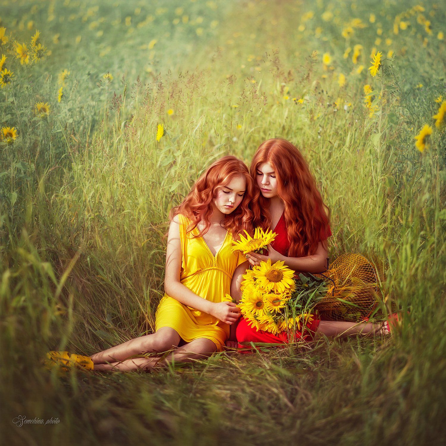 девушка, дети, лето, портрет, подсполнух, красный, желтый, girl, children, portreit, summer, sunflower, red, yellow, Марина Семёхина