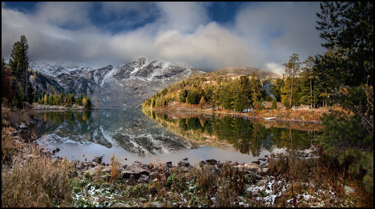алтай, озеро, красное, горы, лес, отражение, первый снег, Виталий из Н-ска