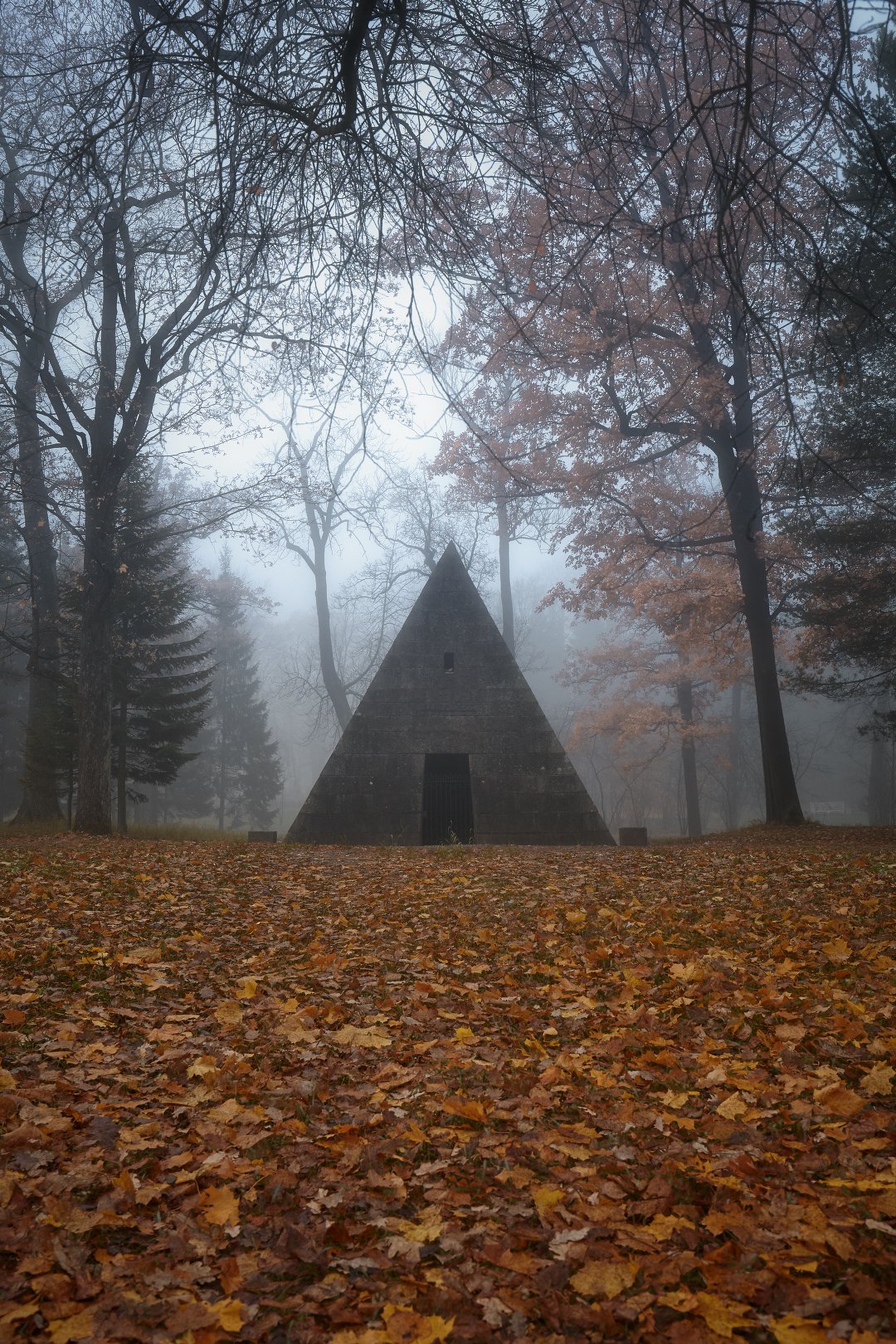 пушкин, царское село, туман, осень, листопад, утро, октябрь, пирамида, екатерининский парк, KrubeK