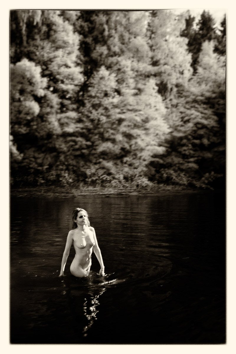 Лето, озеро, ню, девушка, ir, инфракрасная фотография, природа, Сергей Козинцев