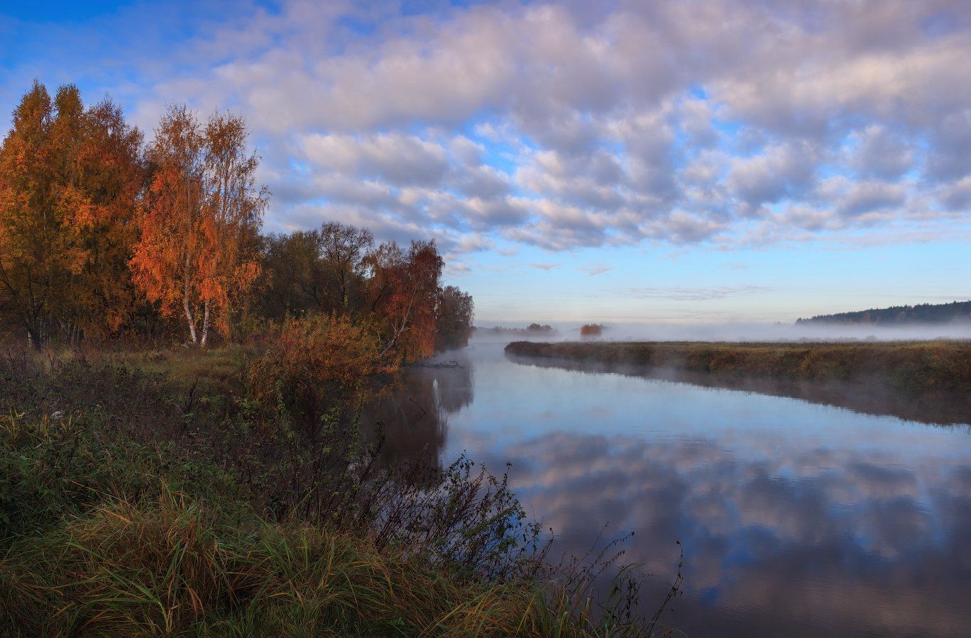 осень, дымка, река,, Сергей Шабуневич