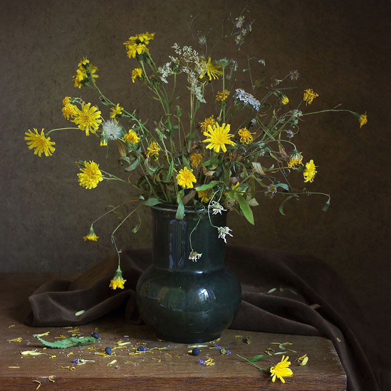 цветы, полевые, ваза, Марина Кулакова