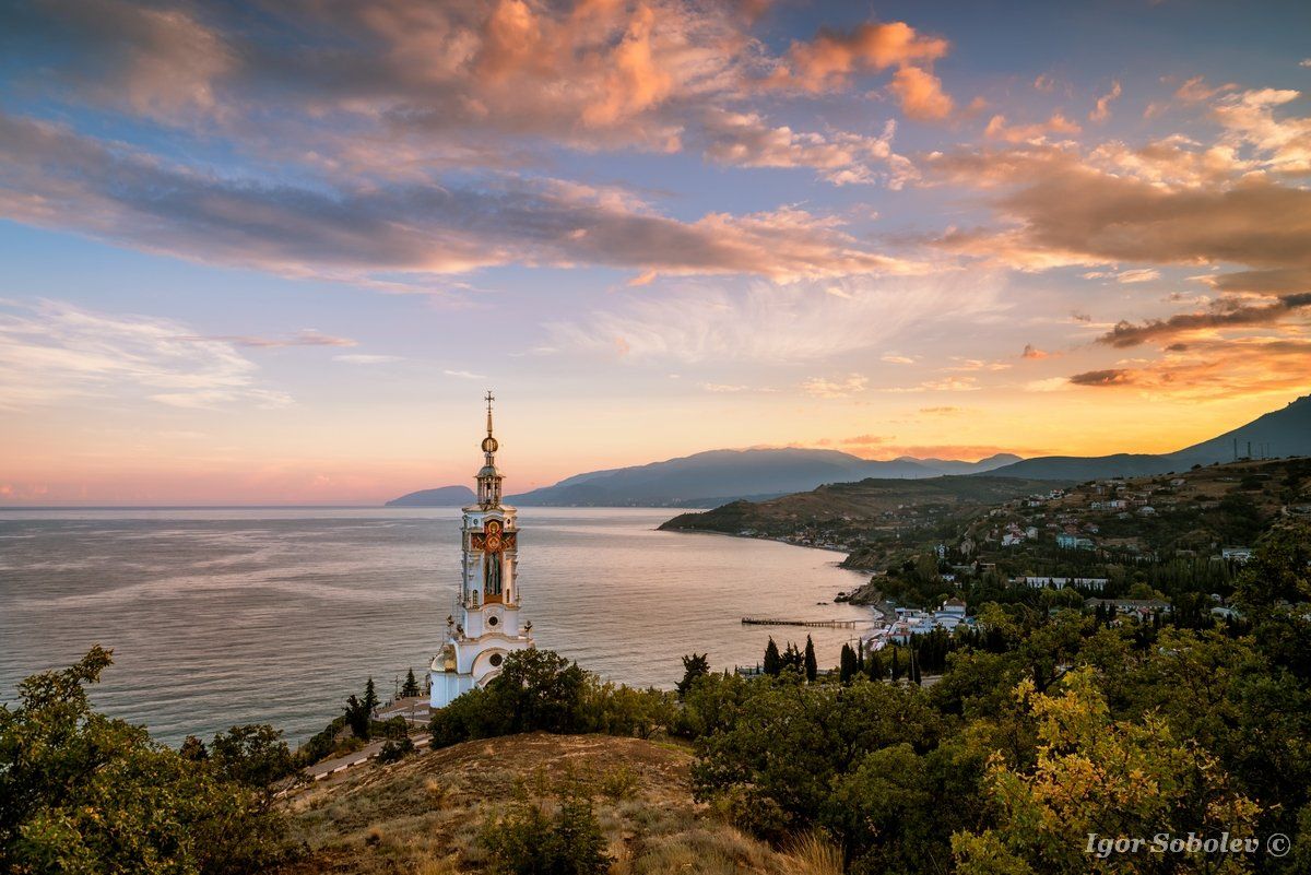 крым, храм-маяк, закат, crimea, temple lighthouse, sunset, Игорь Соболев