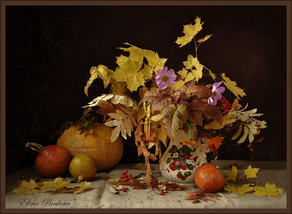 натюрморт, осень, листья, тыква, Elena Pankova